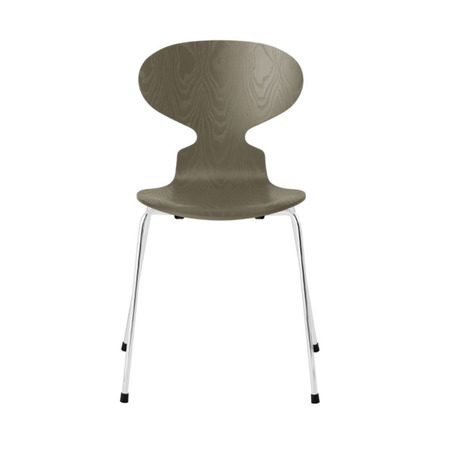Fritz Hansen Stuhl 'Ant' gefärbte Esche, beine Chrome  Olive Green 925,  43 cm 