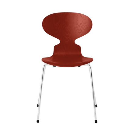 Fritz Hansen Stuhl 'Ant' gefärbte Esche, beine Chrome  Venetian Red 675,  43 cm 
