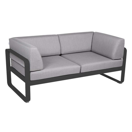 Fermob 2-Sitzer Club-Sofa 'Bellevie'  Lakritze / Schwarz 42,  Flanellgrau 79