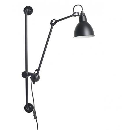 DCW Éditions Runde Wandleuchte 'Lampe Gras N°210'  Schwarz-Schwarz,  Rund