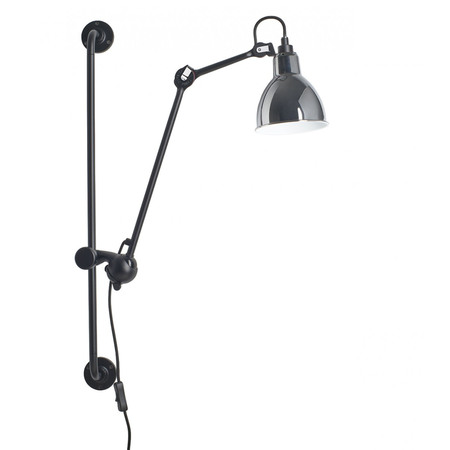 DCW Éditions Runde Wandleuchte 'Lampe Gras N°210'  Schwarz-Chrom,  Rund