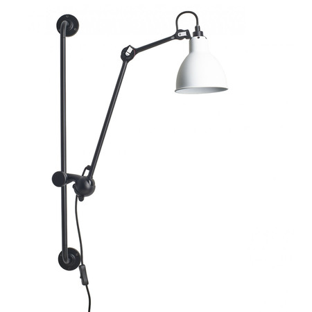 DCW Éditions Runde Wandleuchte 'Lampe Gras N°210'  Schwarz-Mattiertes Glas,  Rund