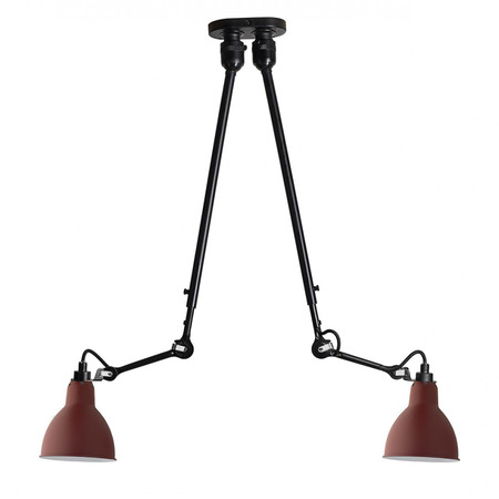 DCW Éditions Deckenleuchte 'Lampe Gras N°302 Double' Schwarz-Rot, Rund