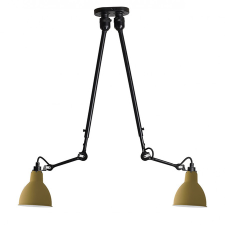 DCW Éditions Deckenleuchte 'Lampe Gras N°302 Double' Schwarz-Gelb, Rund