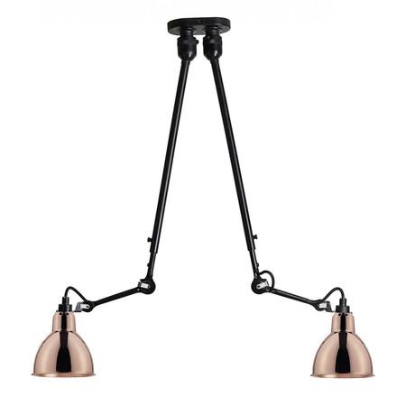 DCW Éditions Deckenleuchte 'Lampe Gras N°302 Double' Schwarz-Kupfer, Rund
