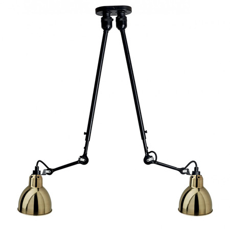 DCW Éditions Deckenleuchte 'Lampe Gras N°302 Double' Schwarz-Messing, Rund