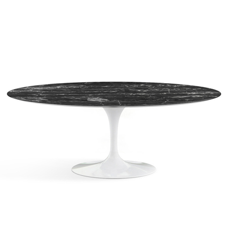 Knoll International Esstisch 'Saarinen' Marmor Nero Marquina, Weiss, L: 198 cm