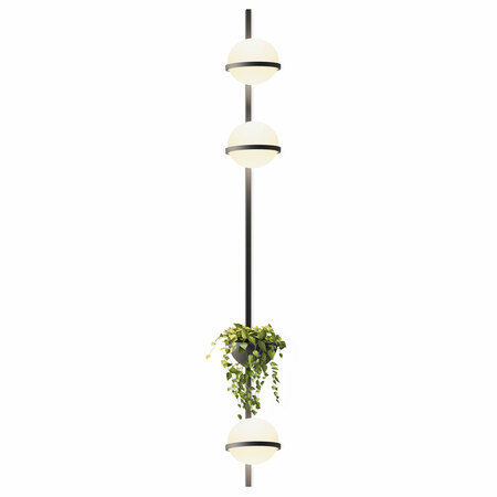 Vibia Wandleuchte 'Palma' Graphit, 3 Leuchtkugeln mit Pflanzentopf