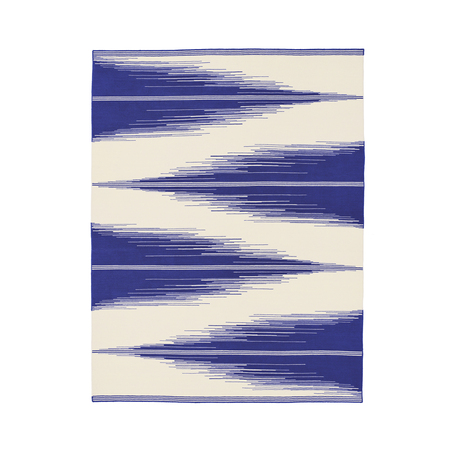 Kvadrat Teppich 'Kelim Pattern Cape' 250 x 350 cm , Perlweiss - Blau 0011