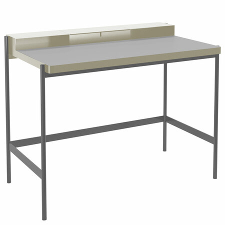 Müller Möbelfabrikation Sekretär PS20 Seidengrau - RAL 7044, Rauch matt, Linoleum hellgrau 4175 - Forbo