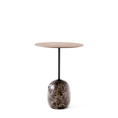 &Tradition Beistelltisch 'Lato' Nussbaum lackiert mit Emparador-Marmor, Ø: 40 cm / H: 50 cm