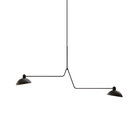 Lambert & Fils Deckenleuchte 'Waldorf Suspension Double' Schwarz / Messingelemente, H: 61 cm 