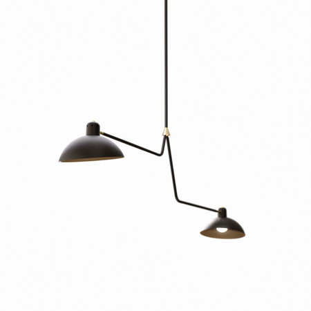 Lambert & Fils Deckenleuchte 'Waldorf Suspension Double' Schwarz / Graphitelemente, H: 61 cm 