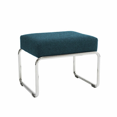 Embru 'Moser Hocker' zum Fauteuil Petrolblau - Hallingdal 0890, Stahlrohr glanzverchromt