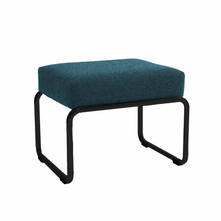 Embru 'Moser Hocker' zum Fauteuil Petrolblau - Hallingdal 0890, Pulverbeschichtet tiefschwarz