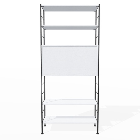 Richard Lampert  Hirche Regal DHS 10 / Basis 02 / H: 1855 Weiss - RAL 9010, Schwarz - RAL 9005, Weiss - RAL 9010