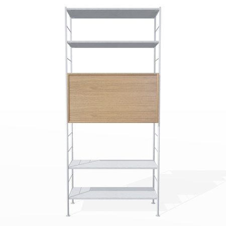 Richard Lampert  Hirche Regal DHS 10 / Basis 02 / H: 1855 Lichtgrau - RAL 7035, Lichtgrau - RAL 7035, Eiche Natur