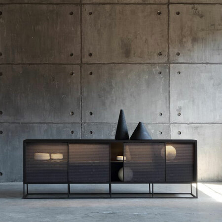 Zeus Isotta Sideboard Eisenglimmergrau epoxylackiert, Ohne LED