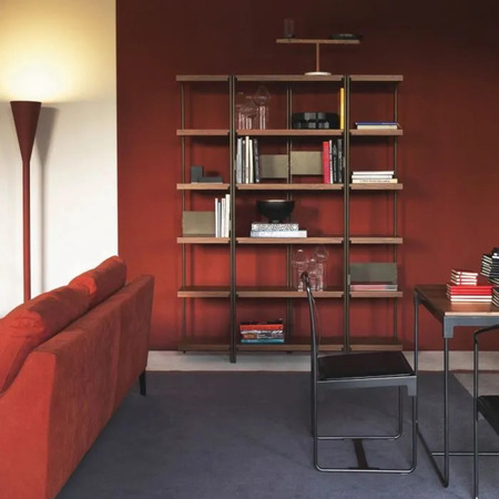Driade Regal ZIGZAG Stahl bronzefarben / Nussbaumfurnier, H: 201 cm 