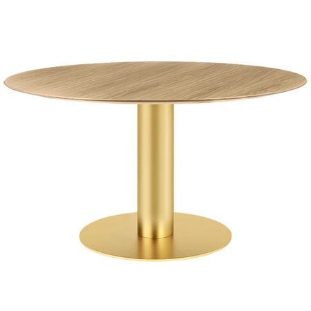 Gubi Esstisch 'Gubi 2.0'  Ø: 150 cm, Oak Semi Matt Lacquered, Brass