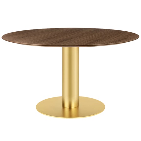 Gubi Esstisch 'Gubi 2.0'  Ø: 150 cm, American Walnut Semi Matt Lacquered, Brass