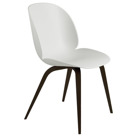Gubi  Stuhl 'Beetle Dining' Black Stained Beech Semi Matt Lacquered, Alabaster White, Kunststoffgleiter