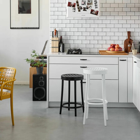 Ton Hocker 822 H: 61 cm , Filzgleiter weiss, Weiss pigmentiert (B20)