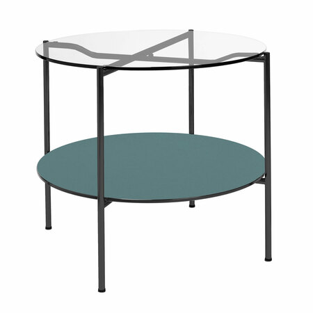 Embru Moser Tisch Modell 1752 Tiefschwarz pulverbeschichtet, Floatglas klar, Pewter 4155 - Nero 4023