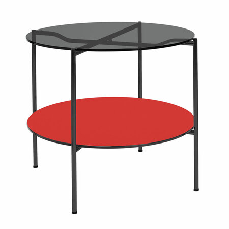 Embru Moser Tisch Modell 1752 Tiefschwarz pulverbeschichtet, Parsol grau, Salsarot 4164 - Nero 4023