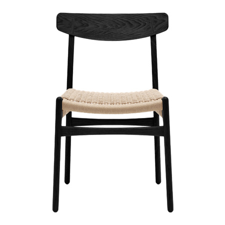 Carl Hansen & Søn Stuhl 'CH23' Eiche Black lackiert, Papierkordel Natur