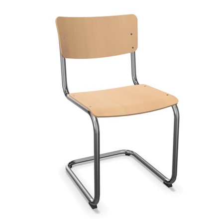 Thonet Stuhl S 43 Buche aufgehellt gebeizt - TP 107, Chrom, ohne Gleiter