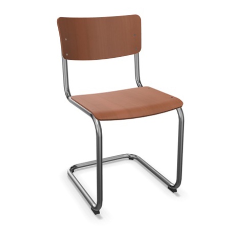Thonet Stuhl S 43 Buche kirschbaum gebeizt - TP 44, Chrom, ohne Gleiter