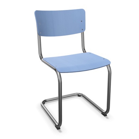 Thonet Stuhl S 43 Buche taubenblau gebeizt - TP 257, Chrom, ohne Gleiter