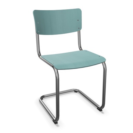 Thonet Stuhl S 43 Buche graugrün gebeizt - TP 269, Chrom, ohne Gleiter