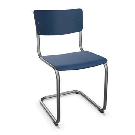 Thonet Stuhl S 43 Buche dunkelblau gebeizt - TP 259, Chrom, ohne Gleiter