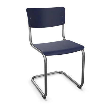 Thonet Stuhl S 43 Buche schwarzblau gebeizt - TP 295, Chrom, ohne Gleiter