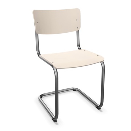 Thonet Stuhl S 43 Buche weiss lasiert - TP 200, Chrom, ohne Gleiter