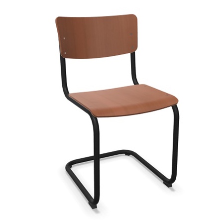 Thonet Stuhl S 43 Buche kirschbaum gebeizt - TP 44, Schwarz lackiert - TS 9005, ohne Gleiter