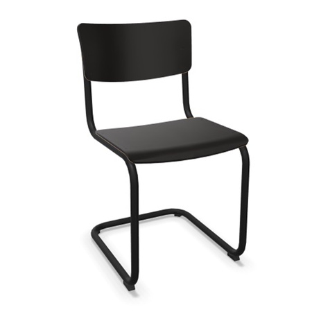 Thonet Stuhl S 43 Buche schwarz gebeizt - TP 29, Schwarz lackiert - TS 9005, ohne Gleiter