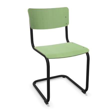 Thonet Stuhl S 43 Buche schilfgrün gebeizt - TP 262, Schwarz lackiert - TS 9005, ohne Gleiter