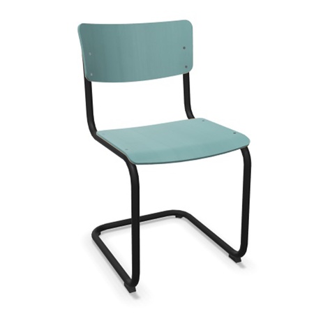 Thonet Stuhl S 43 Buche graugrün gebeizt - TP 269, Schwarz lackiert - TS 9005, ohne Gleiter