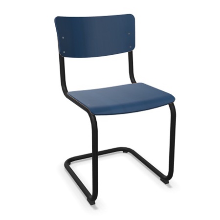 Thonet Stuhl S 43 Buche dunkelblau gebeizt - TP 259, Schwarz lackiert - TS 9005, ohne Gleiter