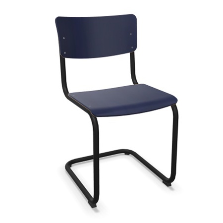 Thonet Stuhl S 43 Buche schwarzblau gebeizt - TP 295, Schwarz lackiert - TS 9005, ohne Gleiter