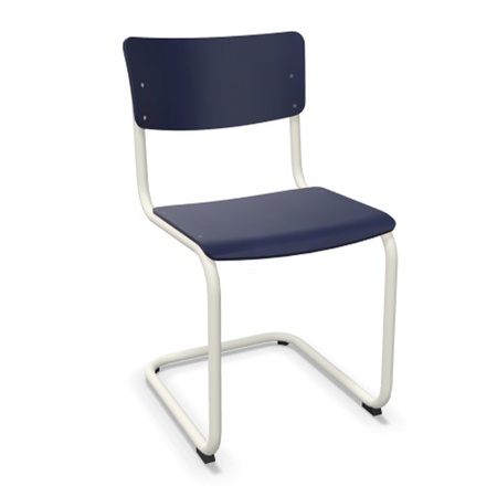 Thonet Stuhl S 43 Buche schwarzblau gebeizt - TP 295, Reinweiss lackiert - TS 9010, ohne Gleiter