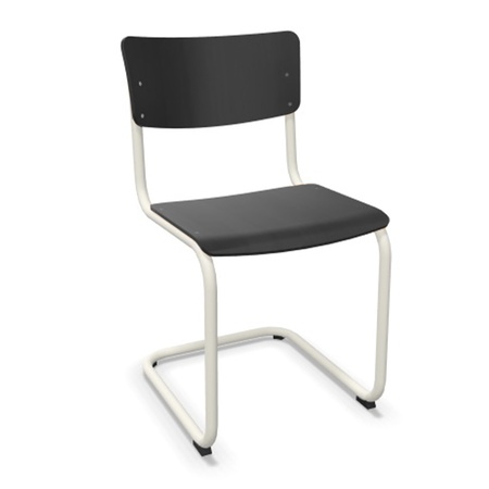 Thonet Stuhl S 43 Buche schwarzgrau gebeizt - RAL 7021, Reinweiss lackiert - TS 9010, ohne Gleiter