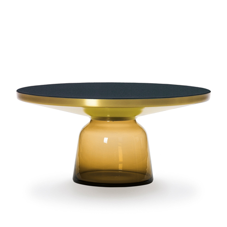 Classicon Couchtisch 'Bell' mit Messing-Metallaufsatz Bernstein-Orange