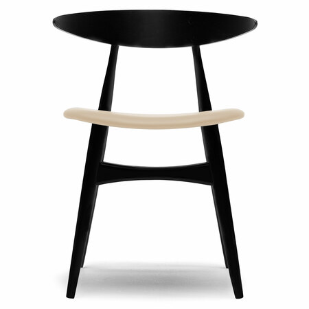 Carl Hansen & Søn Polsterstuhl 'CH33P' Beige 90 - Leder 'SIF', Buche Black lackiert	