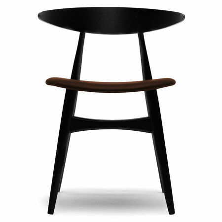 Carl Hansen & Søn Polsterstuhl 'CH33P' Dunkelbraun 92 - Leder 'SIF', Buche Black lackiert	
