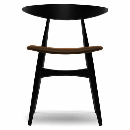 Carl Hansen & Søn Polsterstuhl 'CH33P' Braun 95 - Leder 'SIF', Buche Black lackiert	