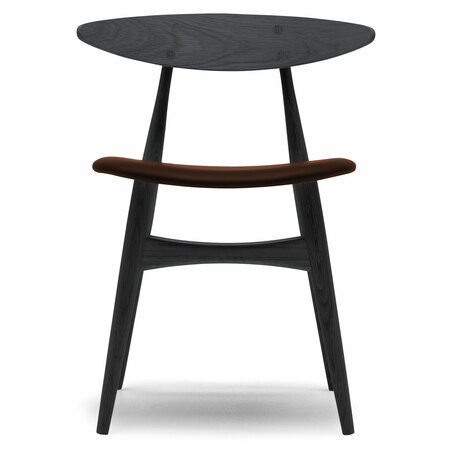 Carl Hansen & Søn Polsterstuhl 'CH33P' Dunkelbraun 92 - Leder 'SIF', Eiche Black lackiert